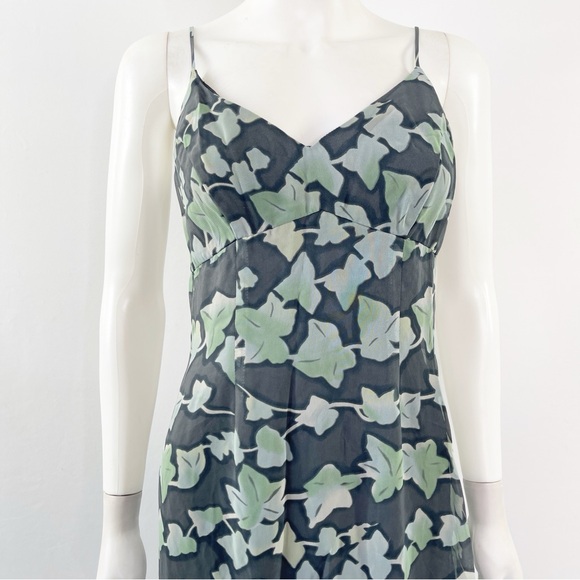 Vintage Rampage Maxi Dress Size 5 Ivy Leaf Print V-Neck Bohemian Sundress Grunge - Picture 3 of 10